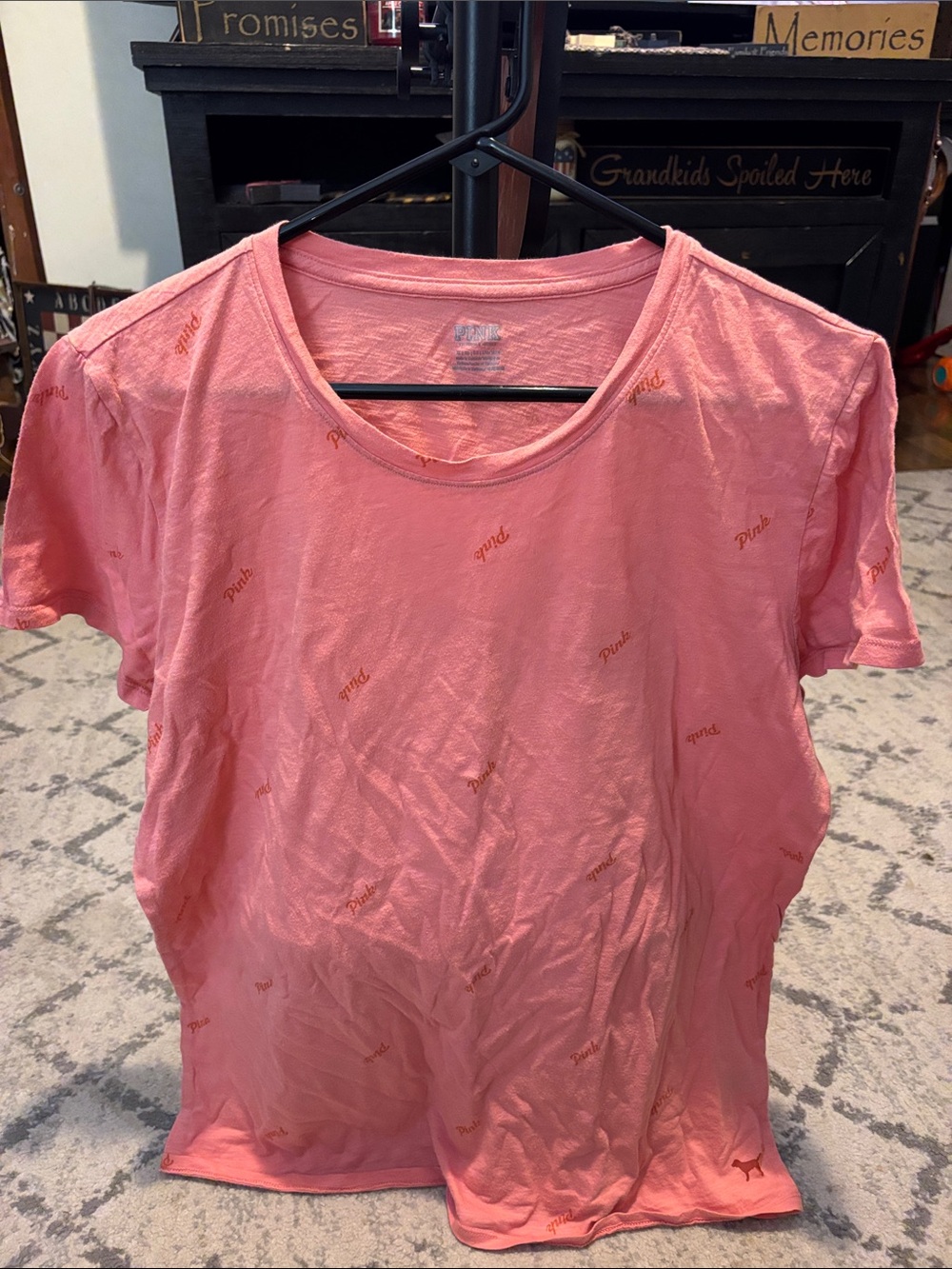PINK Victoria's Secret Pink Short-Sleeve Crew Tee with Subtle Script